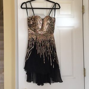 Sherri Hill black sequin high low dress