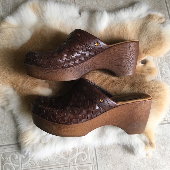 Brown clogs mules