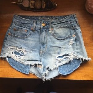 Size 2 AE high rise ripped jean shorts