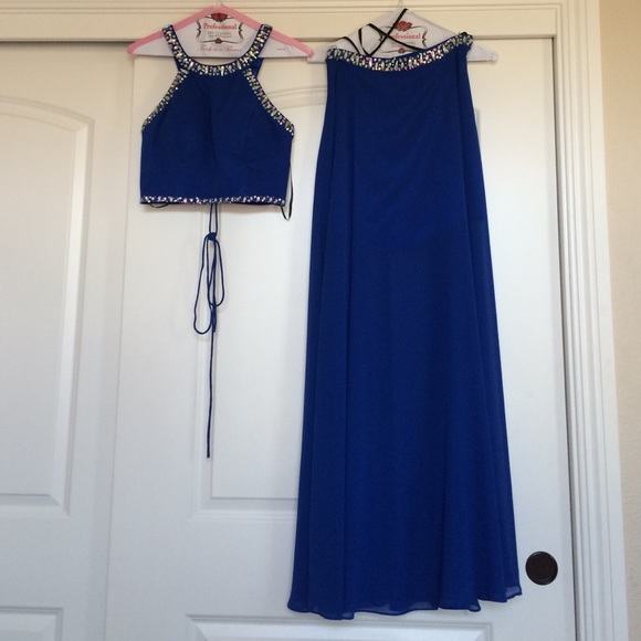 Royal Blue 2 Piece Prom Dress