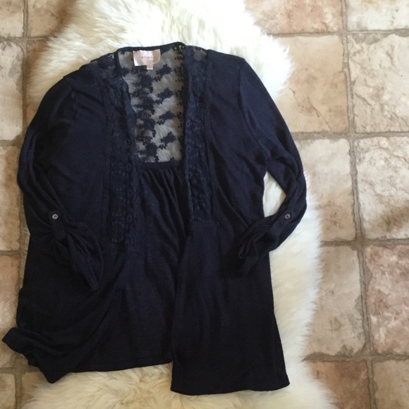Lace detailed navy cardigan