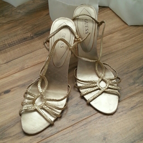 Guess By Marciano Gold Strapy Shoes sz 10
