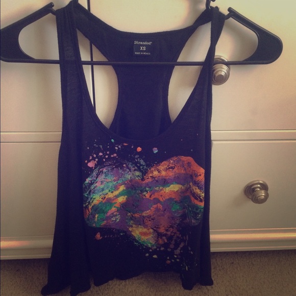 Colorful heart black tank