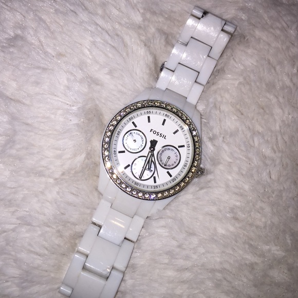 White Rhinestone Fossil Watch - Picture 2 of 4