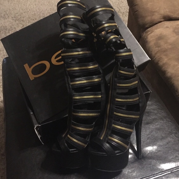 bebe Shoes - Black gladiator sexy platform 6 inches