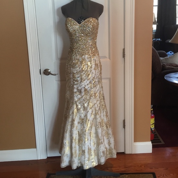 Gold & white prom dress