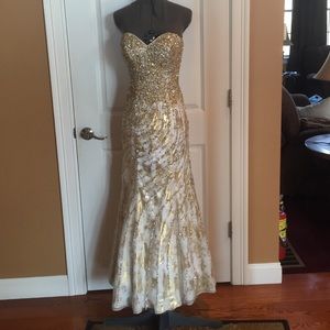 Gold & white prom dress