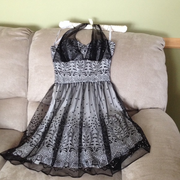 Halter black and white dress great for a prom