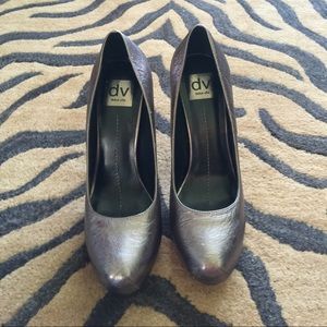 Dark Silver Leather Heel