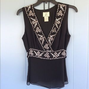 Beaded & embroidered black blouse🕶