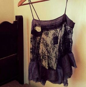 Free People Intimately - Black and Grey Tank Top
