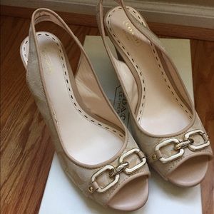 Coach peep toe wedge sling back shoes size 8.5 M