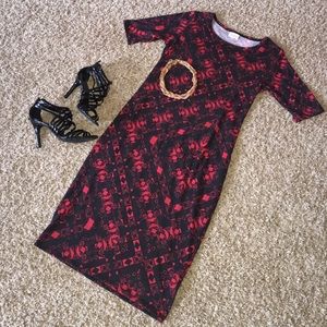 Black and red patterned dress