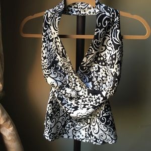 Express Black & White Paisley Silk Halter, Small