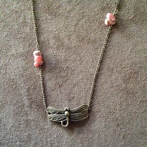 Dragonfly and Rhodochrosite Necklace