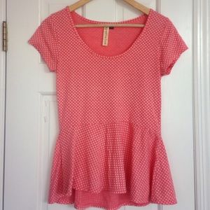 Polka Dot Peplum Shirt