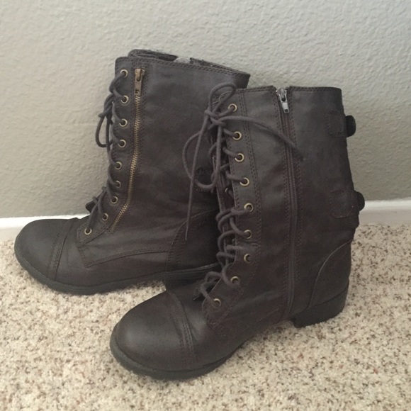 Dark brown combat boots