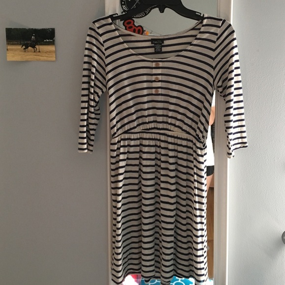 small navy and cream knee length dress