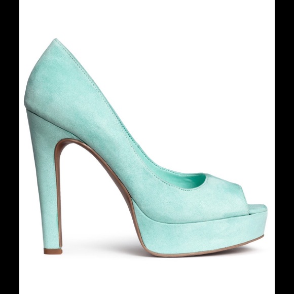 H&M Mint Green Platform Peeptoe Heels Sz 6.5 NWT! - Picture 2 of 3