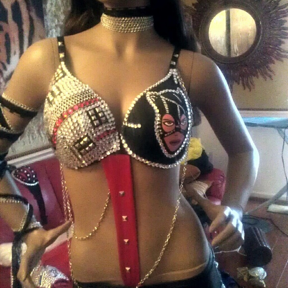 38d handprinted Catwoman bra