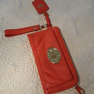 Emma Fox bright coral wristlet