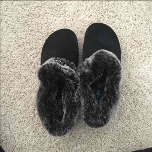 Skechers black shape ups with fur