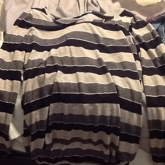 Black, grey white striped long sleeve