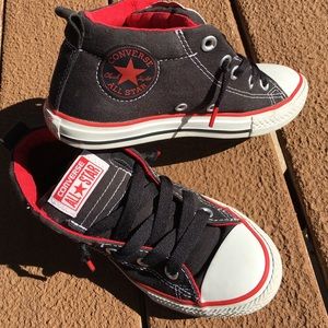 Black & red Converse 3/4 top sneakers kids size 2.