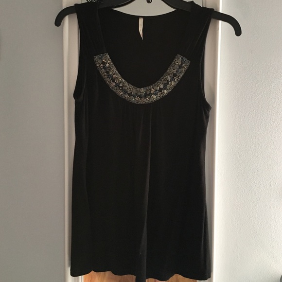 Black with jeweled neck line tank top