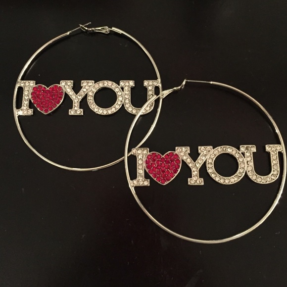 Hoop I love u earrings