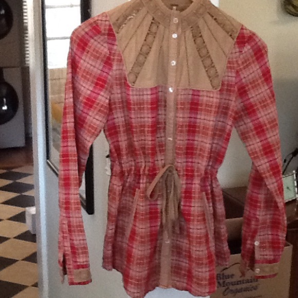 Free people button down plaid xs shirt size 0