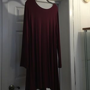 Longe sleeve maroon swing dress