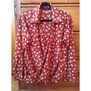 Flower patterned silk blouse