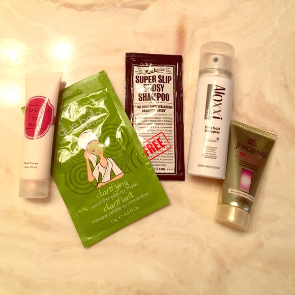 Mixture of five makeup products ; listed below