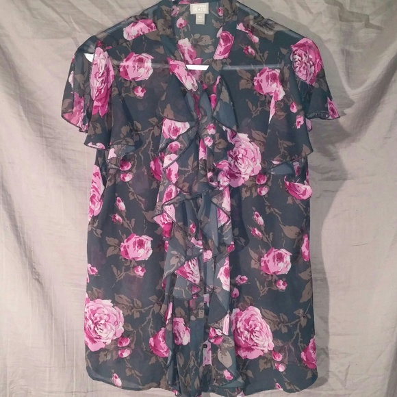 Converse sheer ruffle blouse.