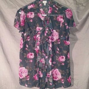 Converse sheer ruffle blouse.