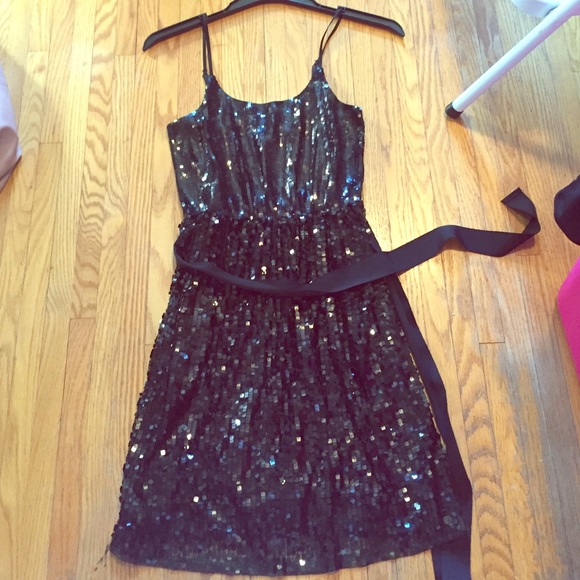 Express black sequin dress