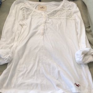 Hollister white quarter sleeve blouse