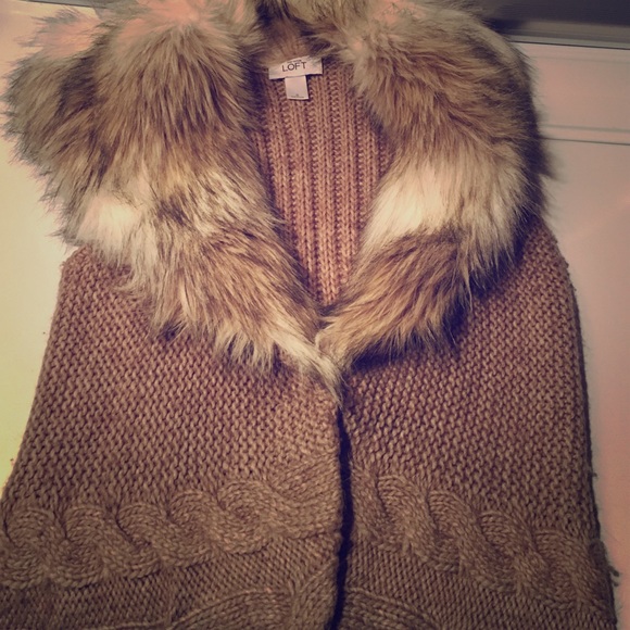 LOFT fur sweater vest