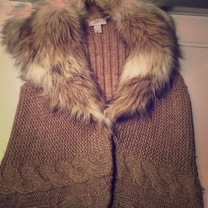 LOFT fur sweater vest