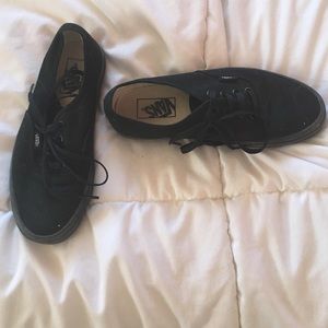 Black Vans, size 6 men's and 7.5 women's