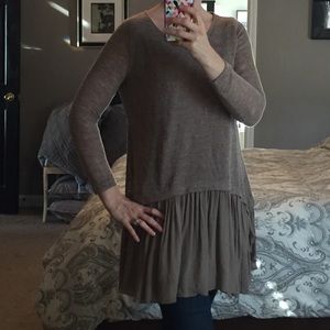 Mixed media layered look top