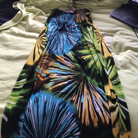 Brightly colored maxi dress