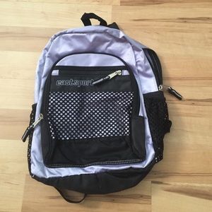 Purple and black mini backpack