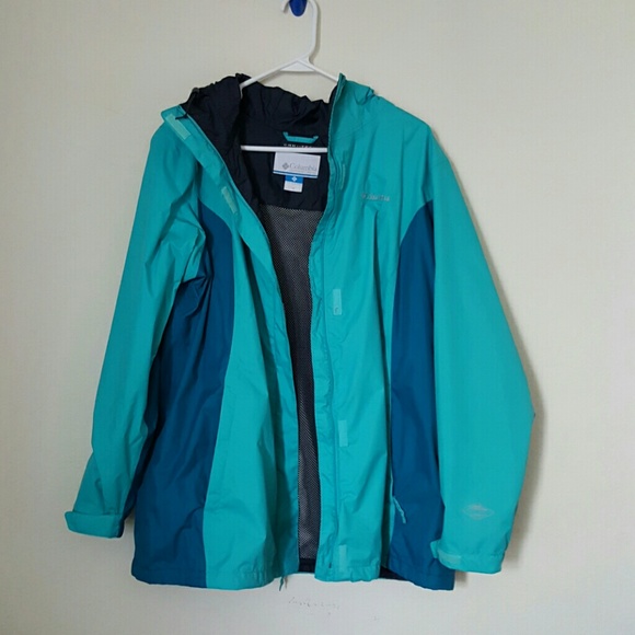 Columbia teal and blue rain jacket 1X