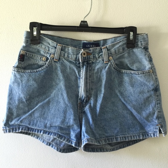 Guess blue high waisted Jean hipster shorts