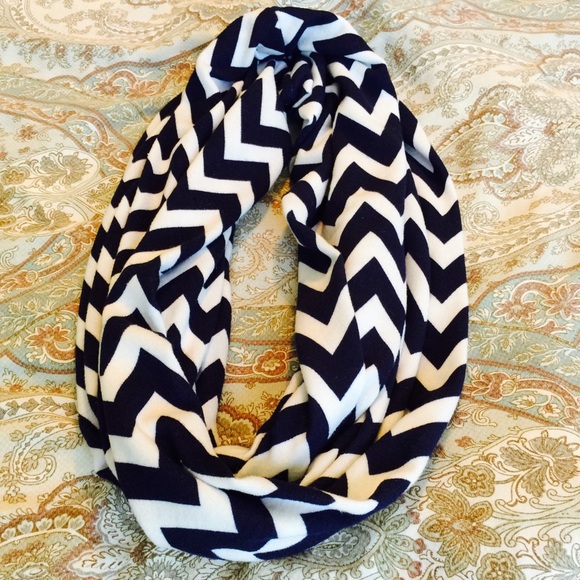 Navy and white chevron scarf