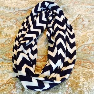 Navy and white chevron scarf