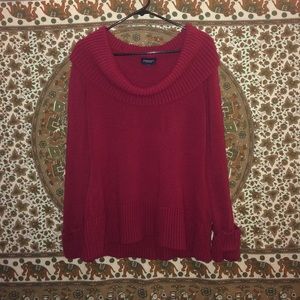 Red cowl neck sweater