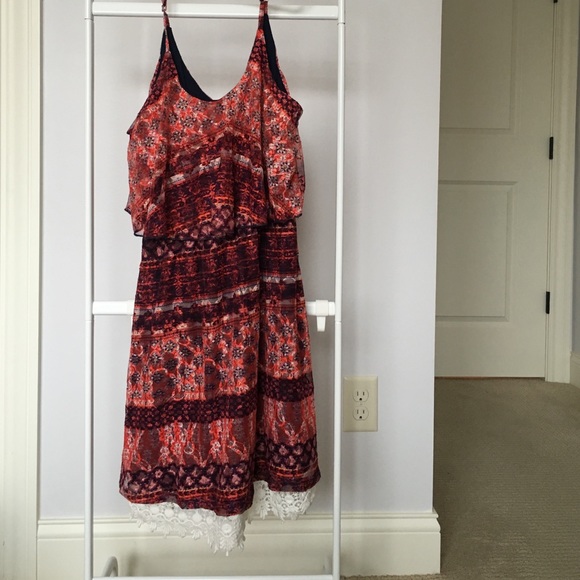 pattern dress with lace dress